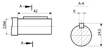 Размеры входного цилиндрического вала 1Ц3У-200