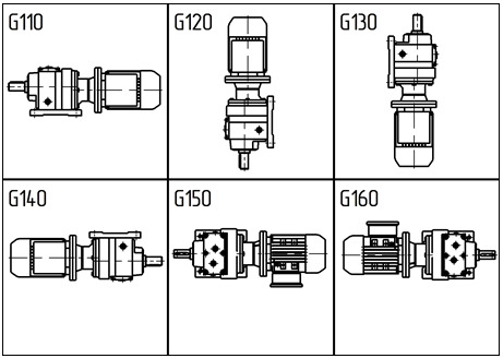 Монтажные позиции мотор-редуктора 3МПз–40. Исполнение на 