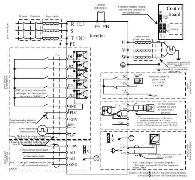 Схема подключения частотного преобразователя PROSTAR PR6800-0022S2G