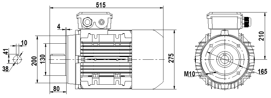 Размеры двигателя TB Y2 132M-8. Исполнение B14