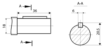 Размеры входного цилиндрического вала 1Ц2У-125