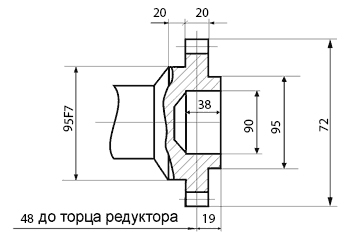 Размеры муфтового вала 1Ц2У-160