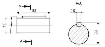 Размеры входного цилиндрического вала 1Ц2У-250