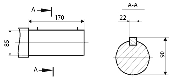 Размеры выходного цилиндрического вала 1Ц2У-250
