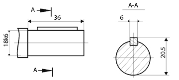 Размеры входного цилиндрического вала 1Ц3У-160