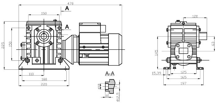 Габаритные и присоединительные размеры мотор-редуктора 2МЧ-63