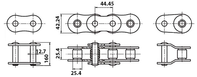Размеры приводной цепи ЗПРА-44,45-51780