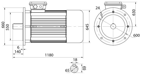 Размеры двигателя ABLE Y2 315S-2. Исполнение IMB5