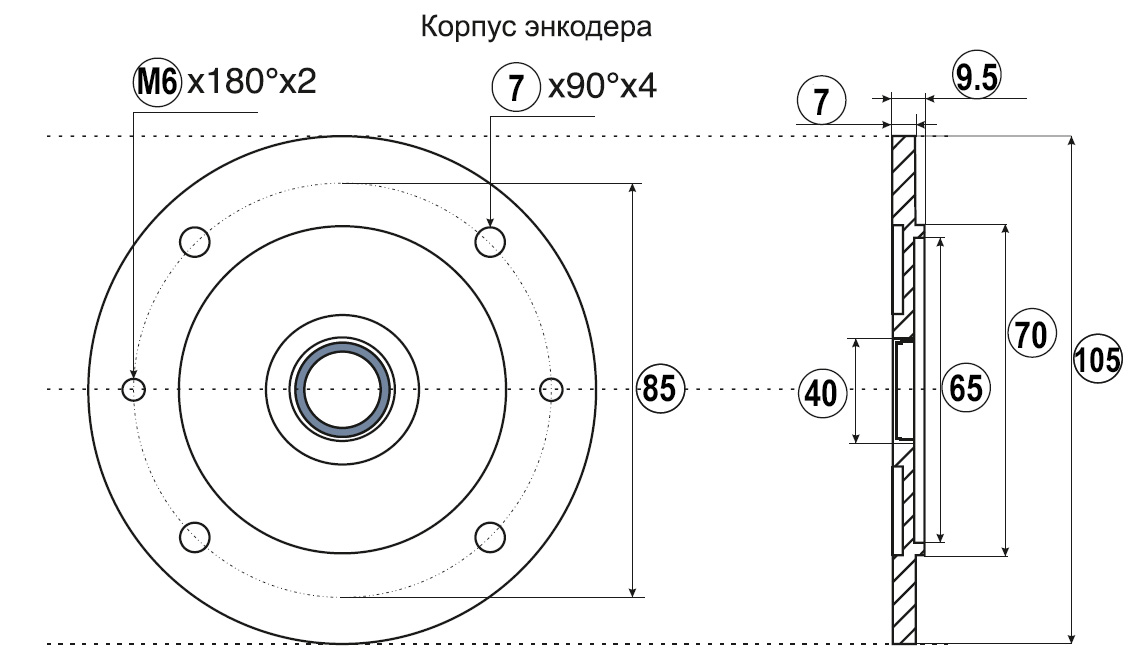 Чертеж энкодера серии EIF 105
