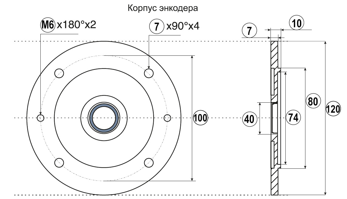 Чертеж энкодера серии EIF 120