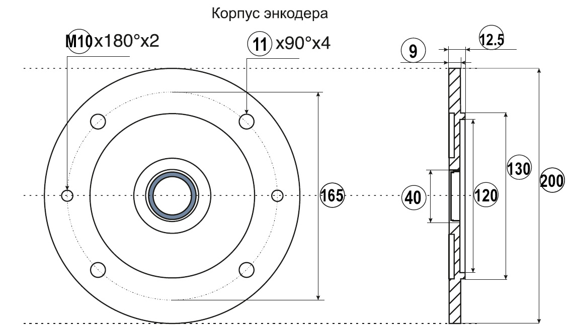 Чертеж энкодера серии EIF 200