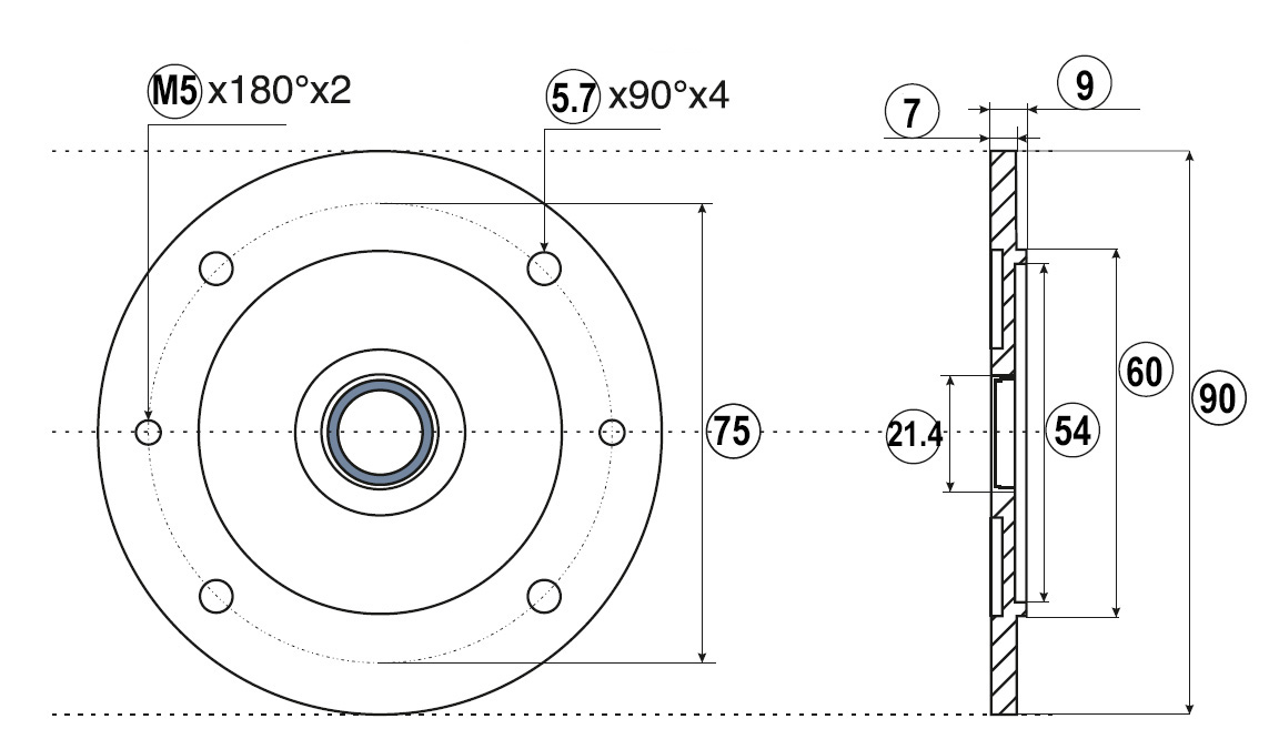 Чертеж энкодера серии EIF 90