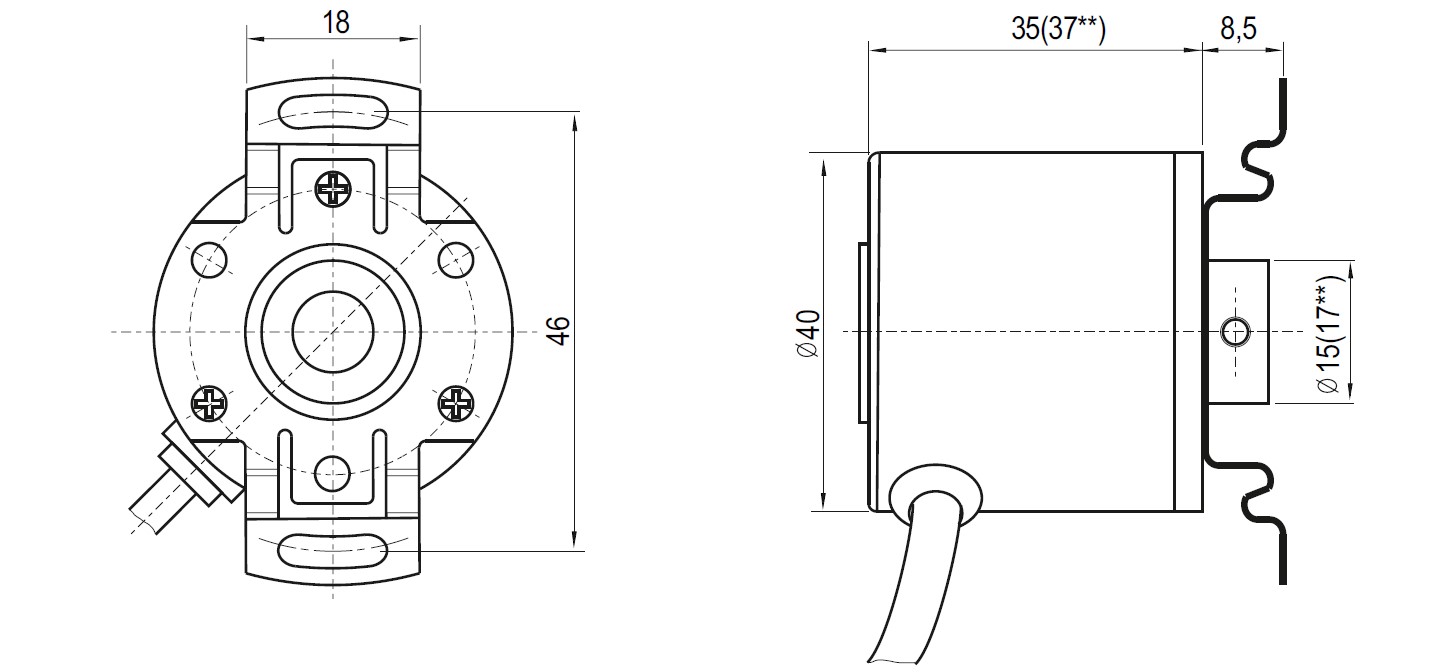 Чертеж энкодера серии ESI H40