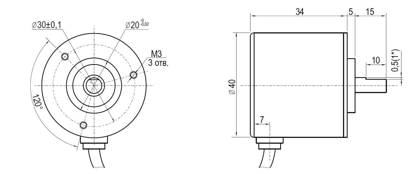 Чертеж энкодера серии ESI S40
