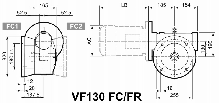 Мотор-редуктор VF 130, исполнение FC FR