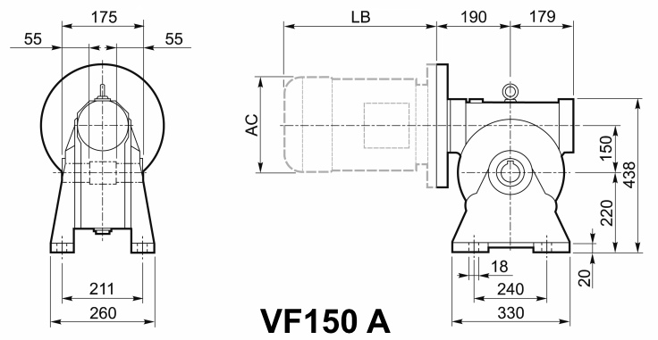 Мотор-редуктор VF 150, исполнение A