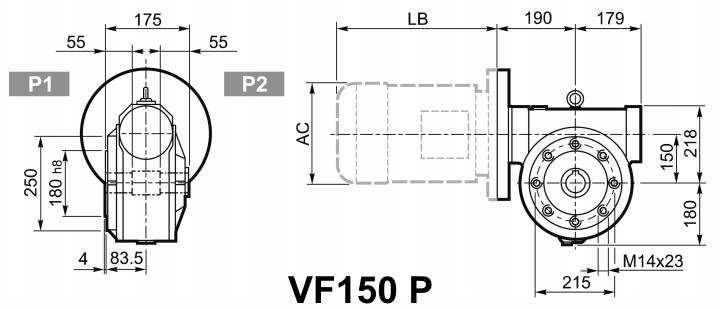 Мотор-редуктор VF 150, исполнение P