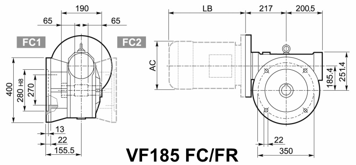 Мотор-редуктор VF 185, исполнение FC FR