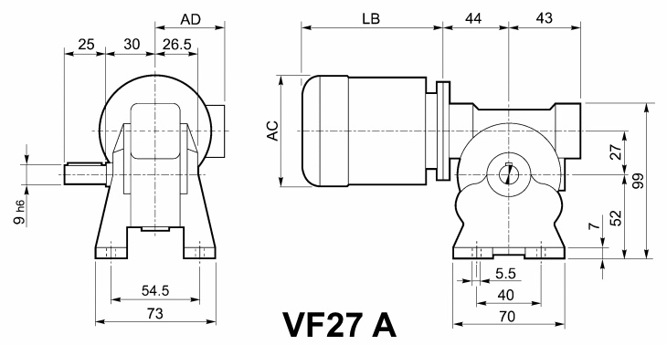 Мотор-редуктор VF 27, исполнение A