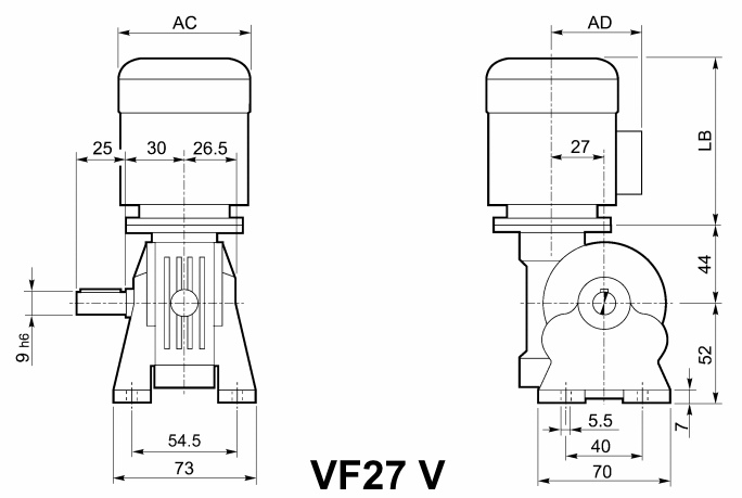 Мотор-редуктор VF 27, исполнение V