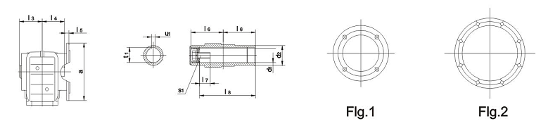 Чертеж коническо-цилиндрических мотор-редукторов КAF37 - КAF157 (фланец / полый вал)