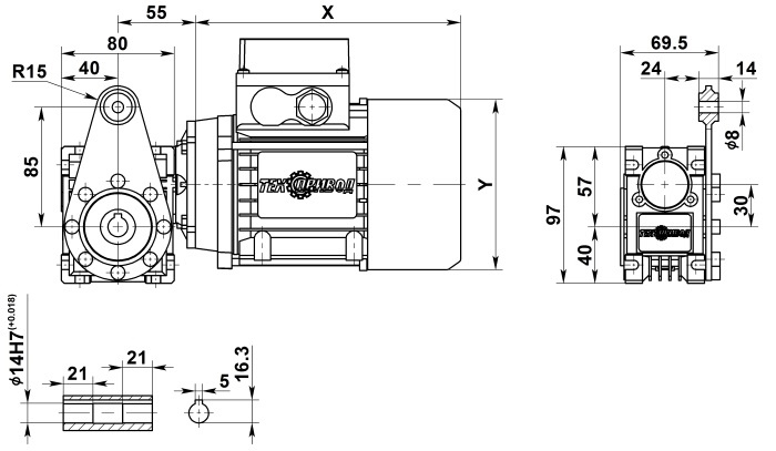 Мотор-редуктор NMRV 030 с реактивной штангой