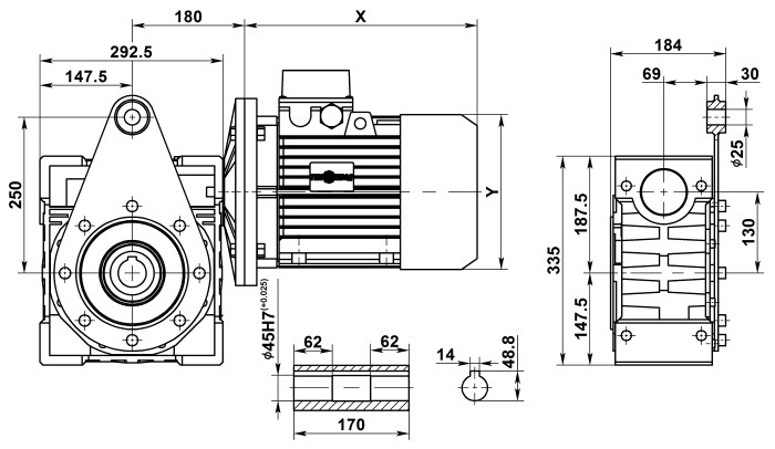 Мотор-редуктор NMRV 130 с реактивной штангой