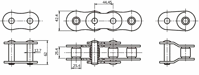 Размеры приводной цепи ПР-44,45-17240