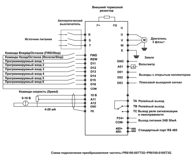 Схема подключения преобразователя PROSTAR PR6100 