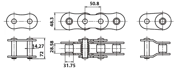 Размеры приводной цепи ПPA-50,8-22700