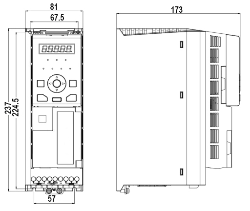 Чертеж однофазного частотного преобразователя INNOVERT IMD152U21E