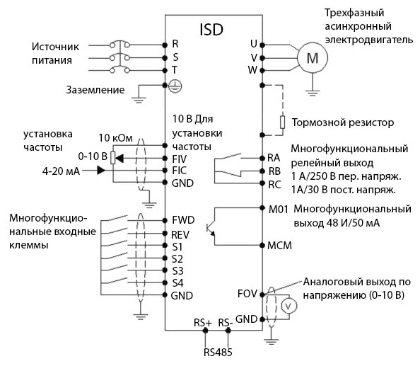 Схема подключения преобразователя INNOVERT ISD112U43B