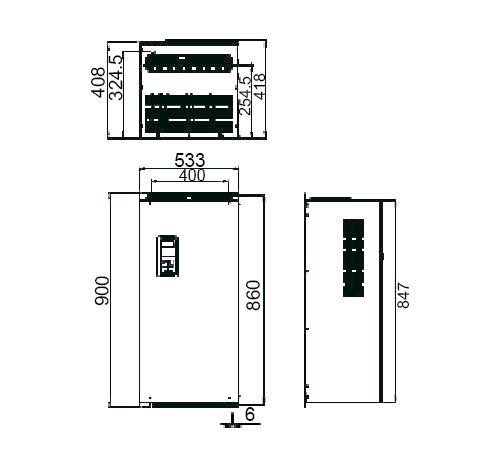 Размеры преобразователя частоты PROSTAR PR6100-1100T3G