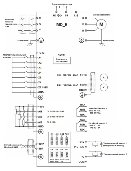 Схема подключения преобразователя частоты INNOVERT IMD373U43E