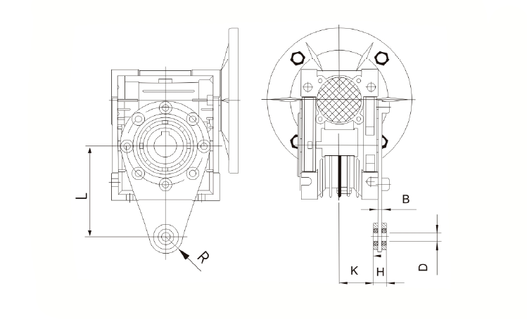 Габаритные и присоединительные размеры NMRV