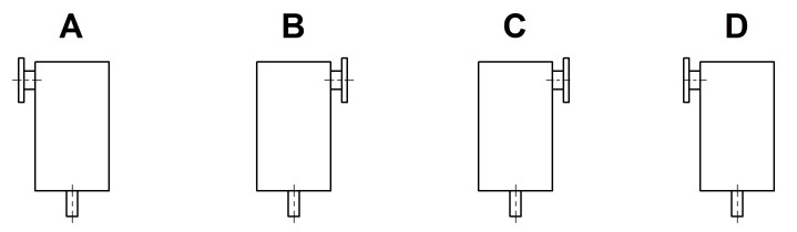 Варианты сборки редуктора B3.H4 с фланцевым валом