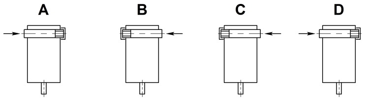 Варианты сборки редуктора B3.H8 с полым шлицевым валом
