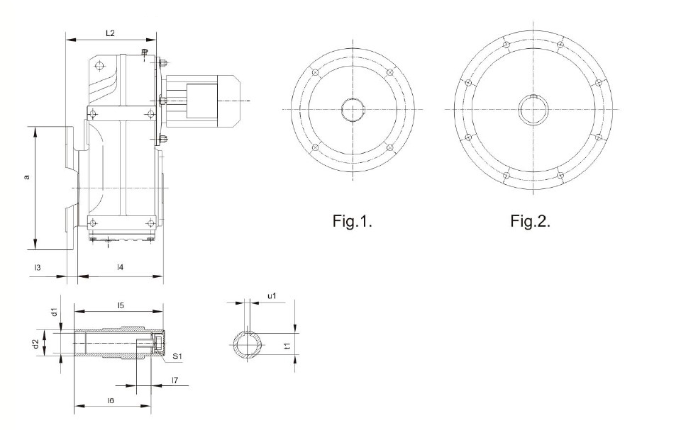 Габаритные и присоединительные размеры редукторов FAF