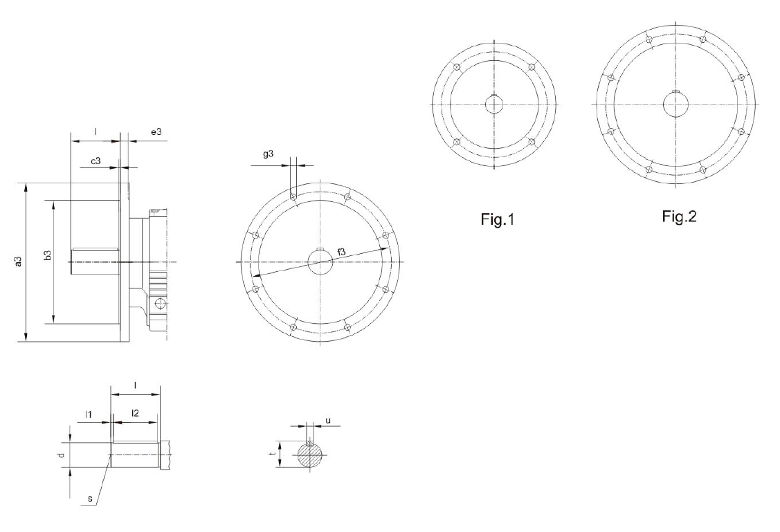 Габаритные и присоединительные размеры редукторов RCF