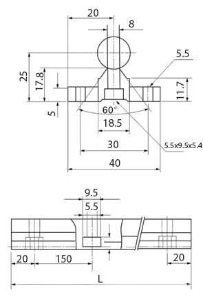 Размеры цилиндрического рельса SBR 16
