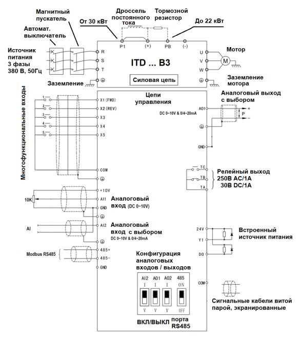 Схема подключения преобразователя INNOVERT ITD552U43B3