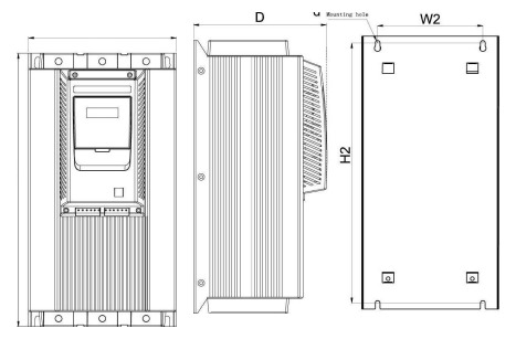 Габаритные размеры устройства плавного пуска VTdrive FWI-SSN3-160
